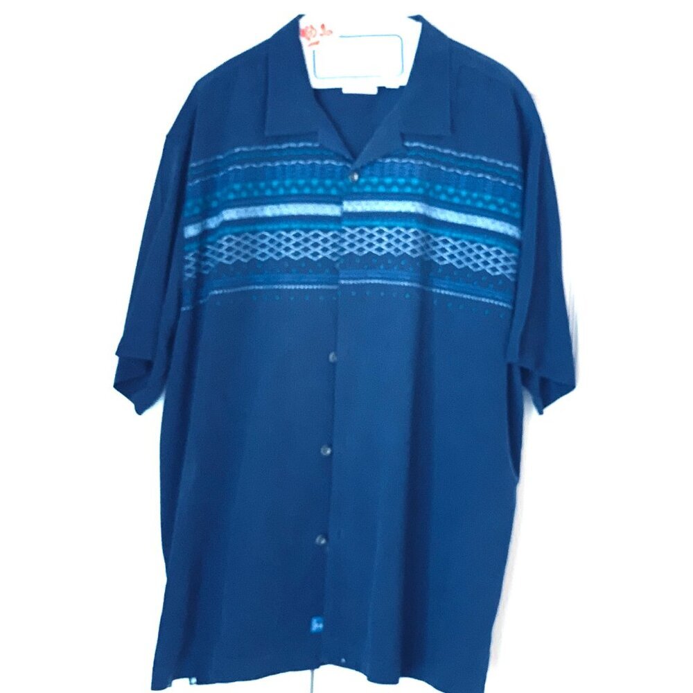 TOMMY BAHAMA Mens Heavily Embroidered Tropical Silk Camp Shirt XL